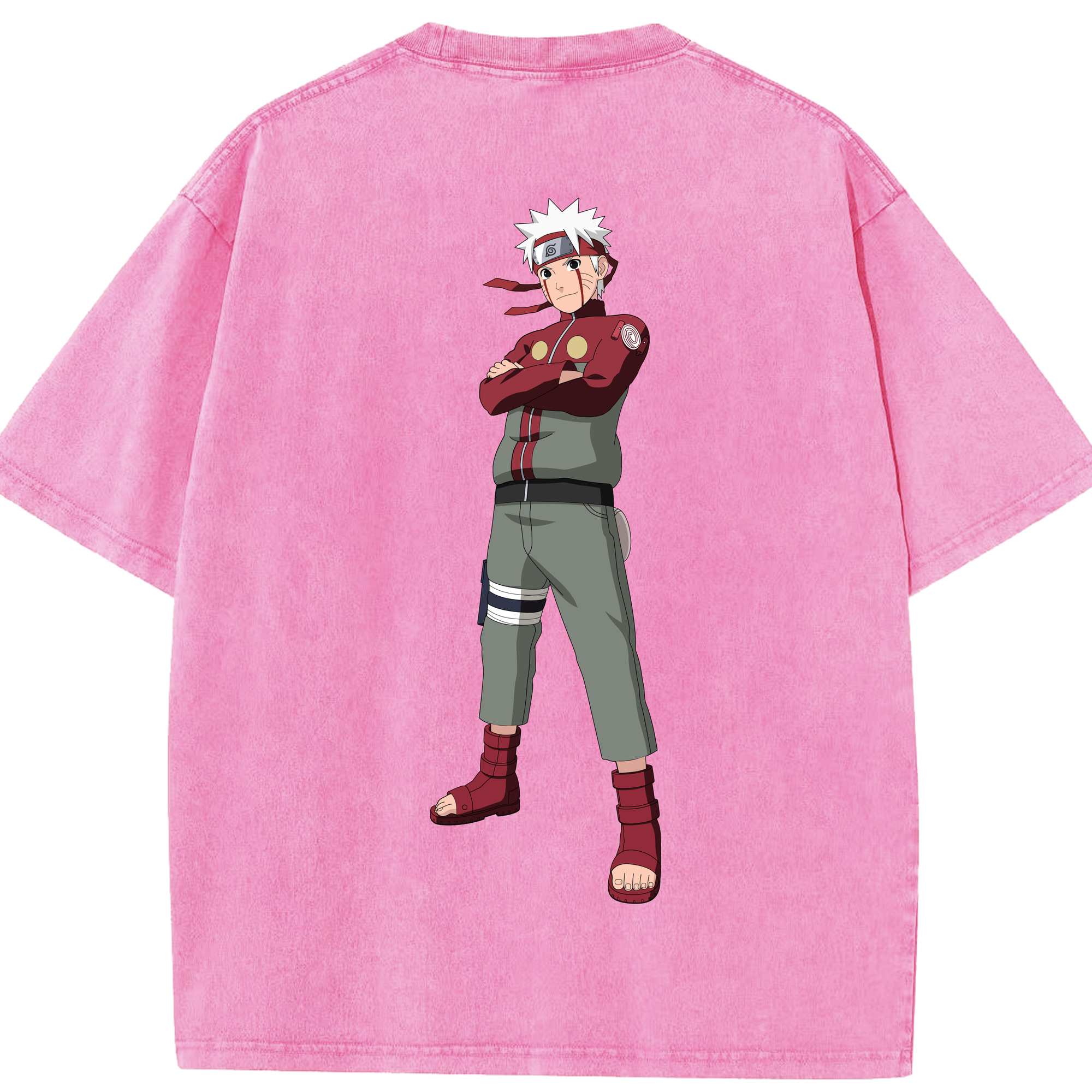 （画像用） NARUTO -ナルト- うずまき ナルト Uzumaki Naruto 綿100% ヴィンテージ風 半袖Tシャツ（背面プリント）